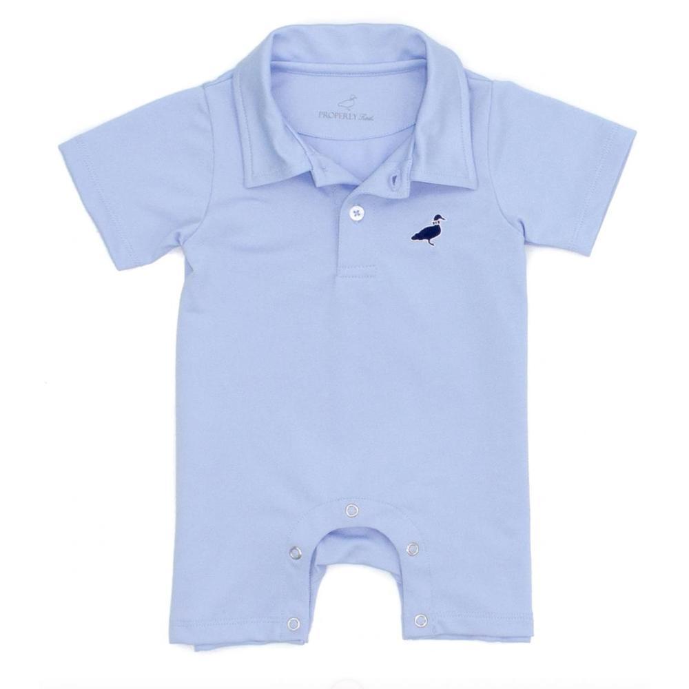LD Baby Canal Polo Shortall in Light Blue - Properly Tied